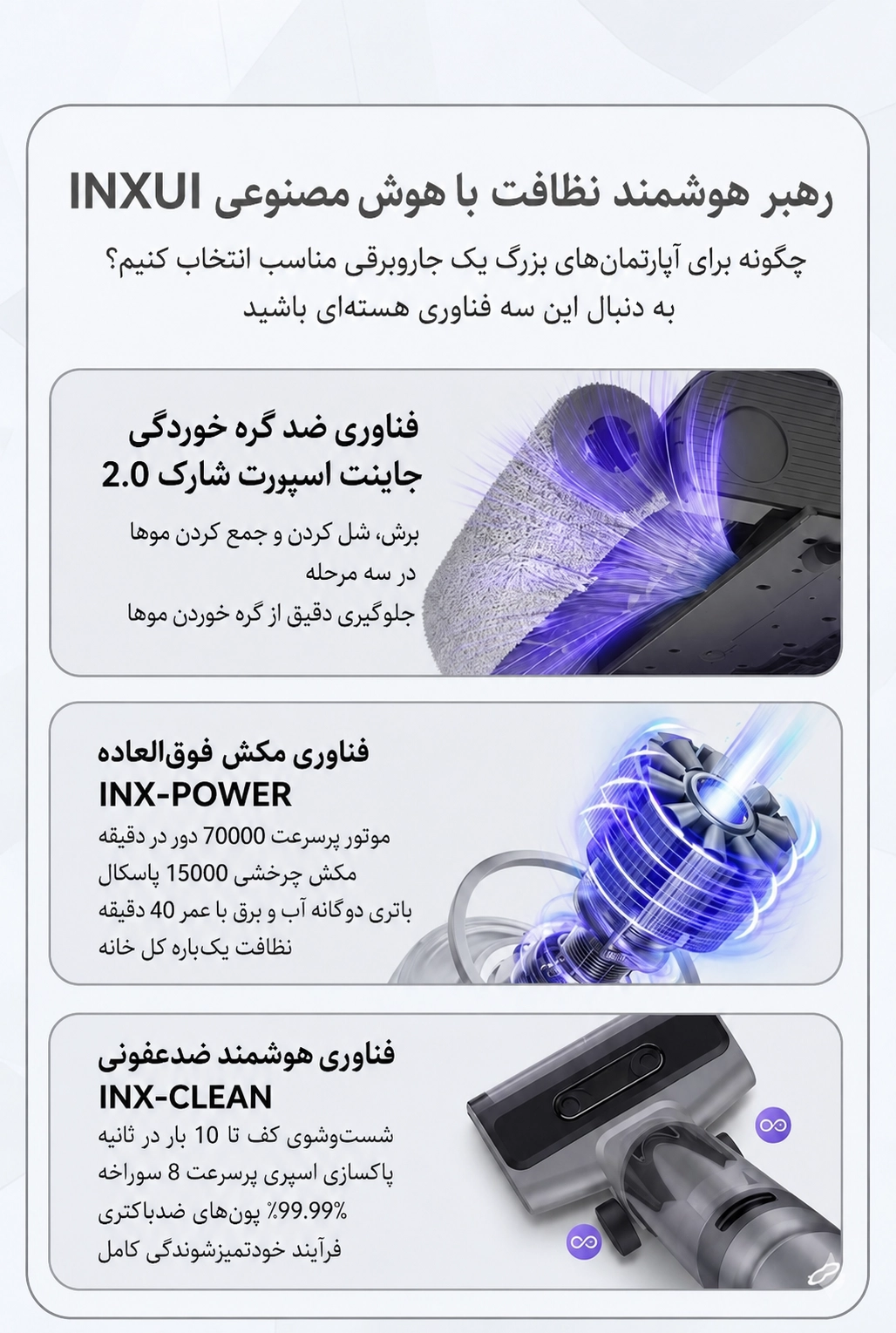 جارو و زمینشوی هوشمند INXNI Z3 Neo | جارو نظافت 3 در 1 3 جارو زمین شوی INXNI Z3 Neo دستگاه نظافت هوشمند 3 در 1